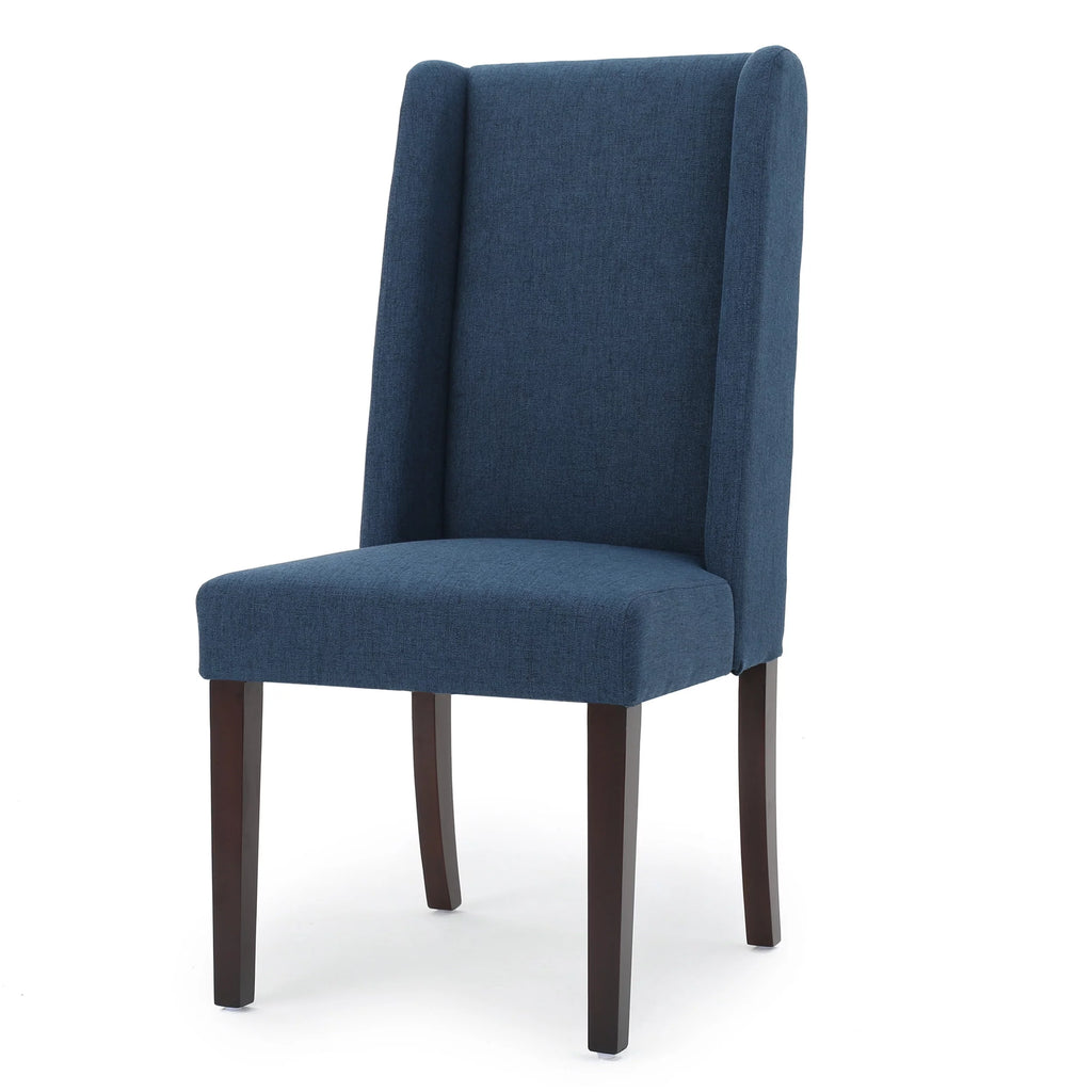 Navy Blue Fabric Wingback Dining Chair Set of 2 D711063
