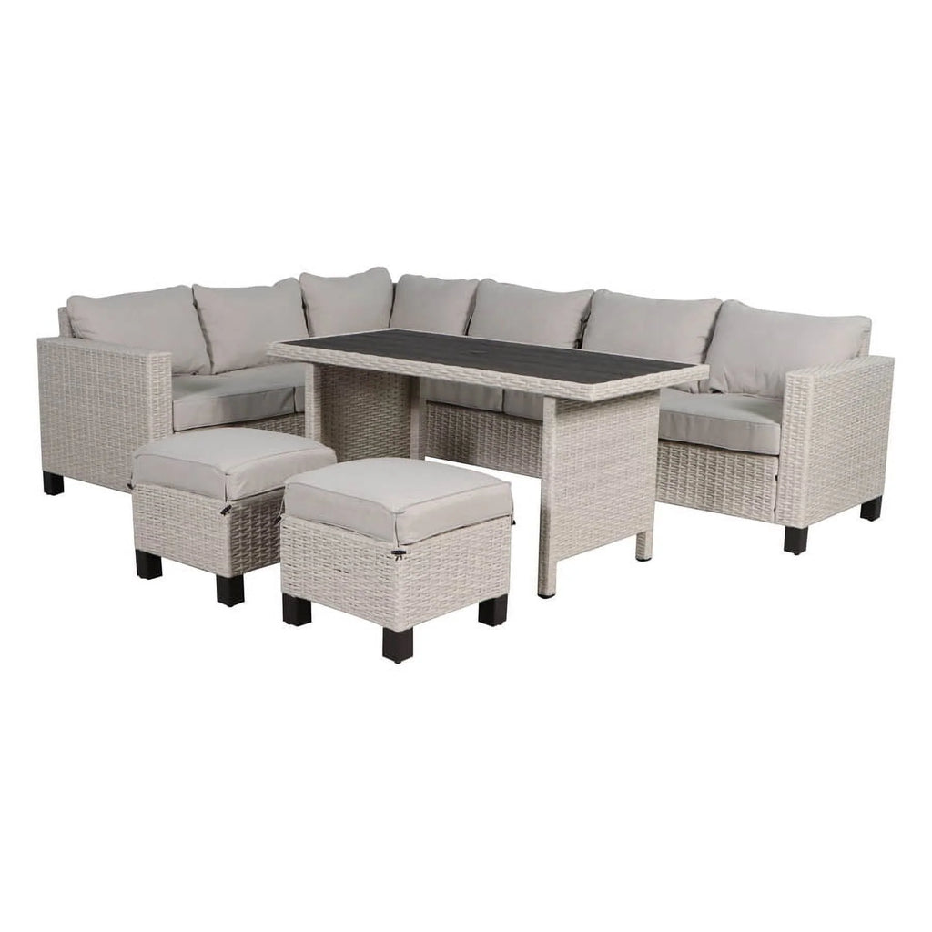 5-Piece Beige Wicker Sectional Dining Set U5673