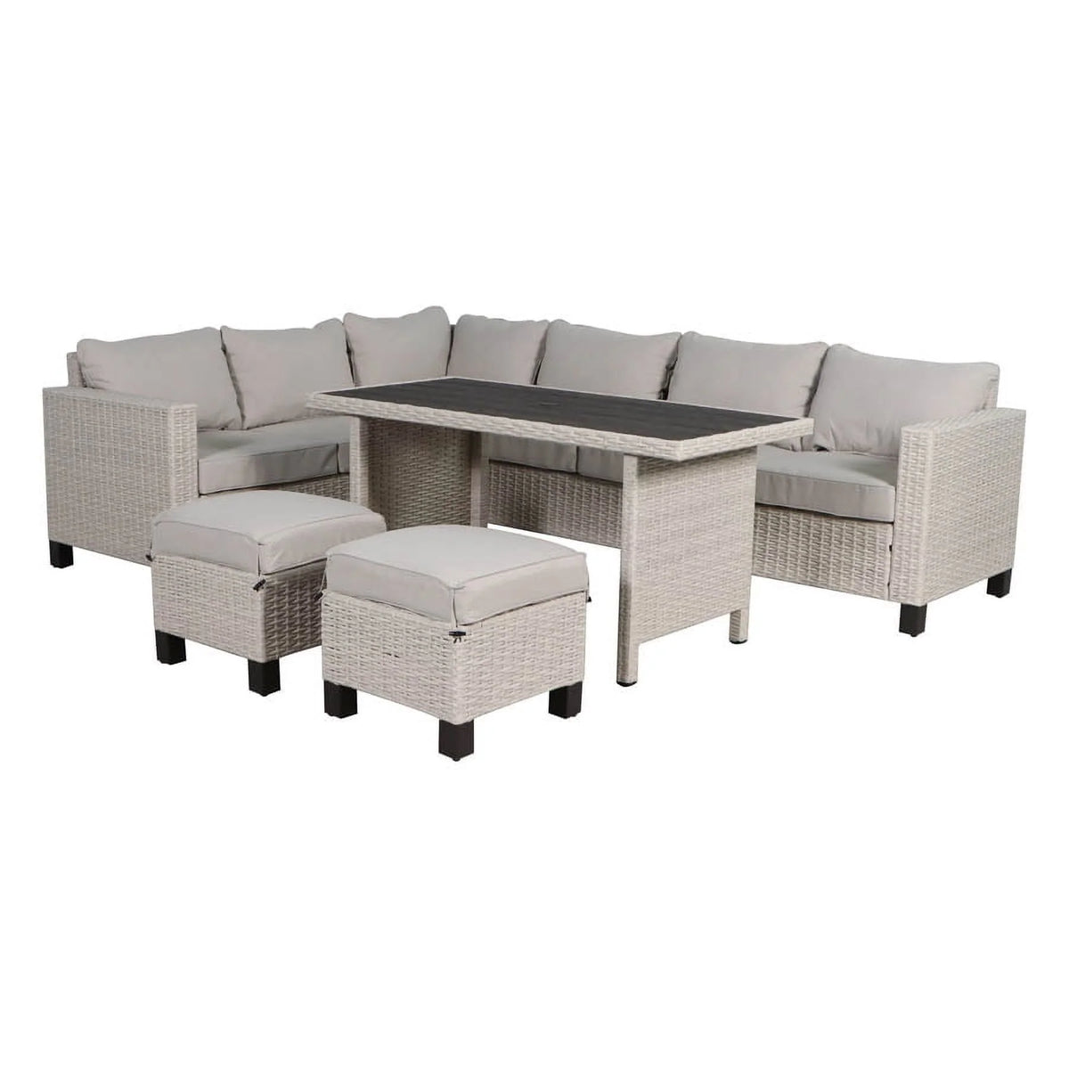 5-Piece Beige Wicker Sectional Dining Set U5673