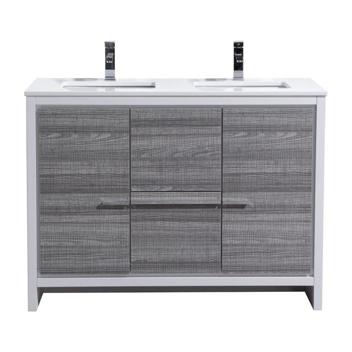 48 in. Double Sink Ash Gray Bathroom Vanity with White Quartz Counter Top Z84928
