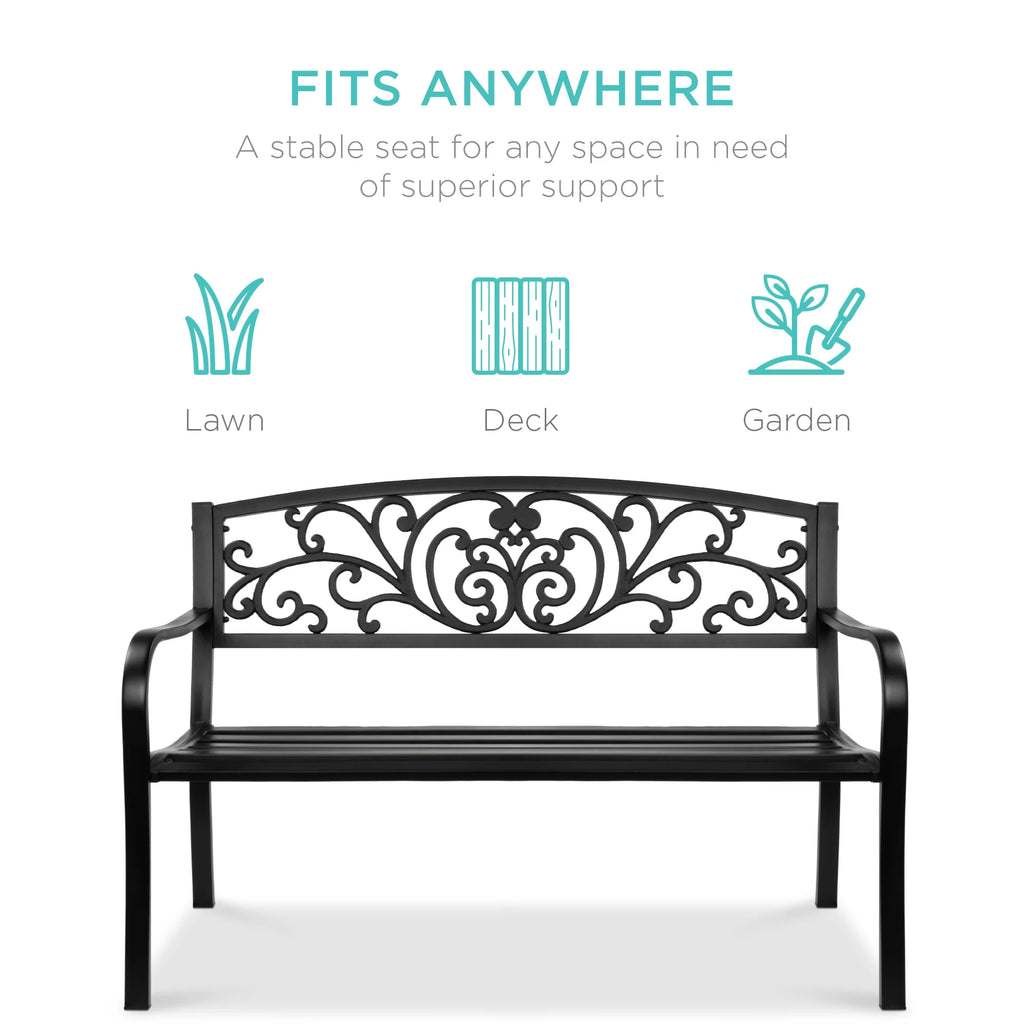 Black Steel Outdoor Bench O908160