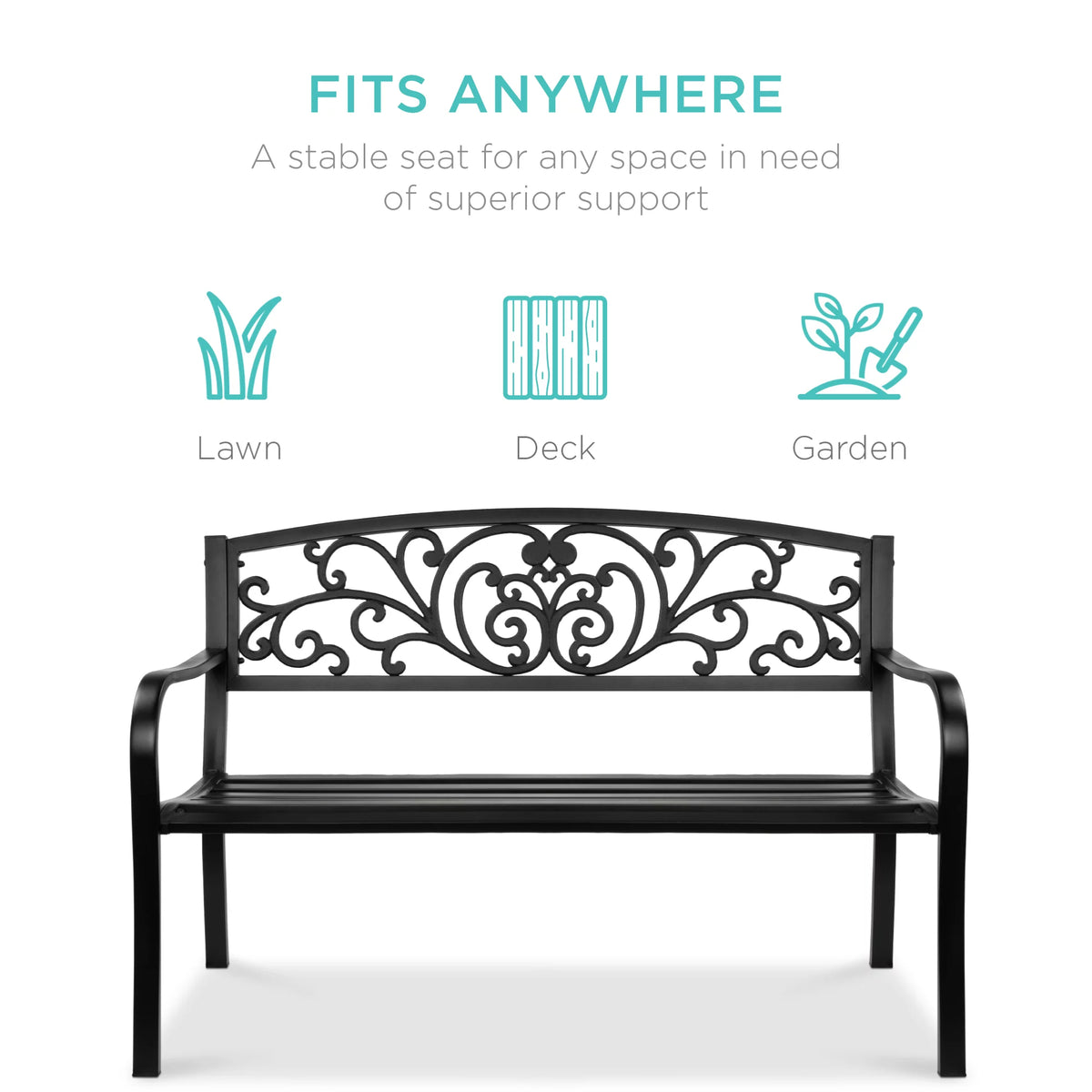 Black Steel Outdoor Bench O908160