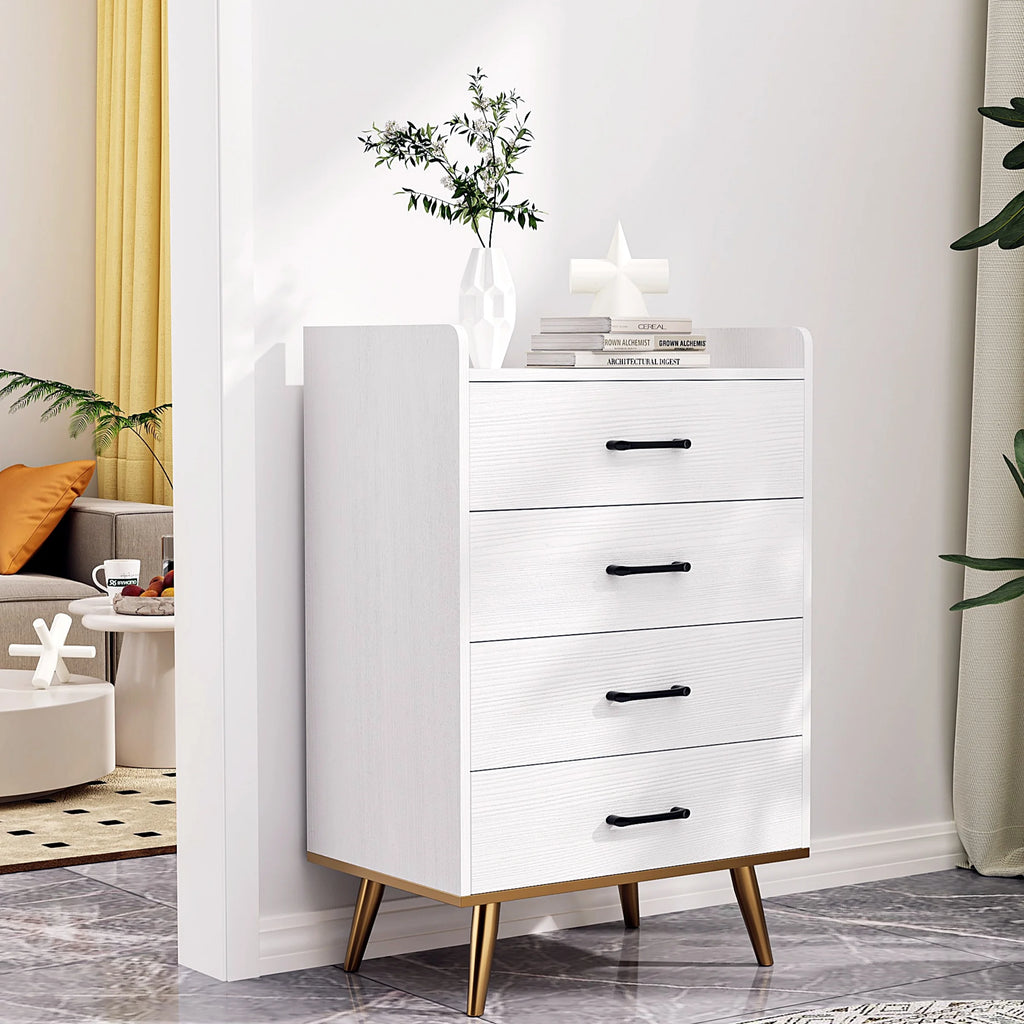 White 4 Drawer Wood Dresser P7209