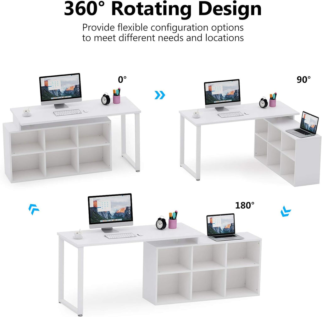 55 Inch L-Shaped Computer Desk with Storage G19497