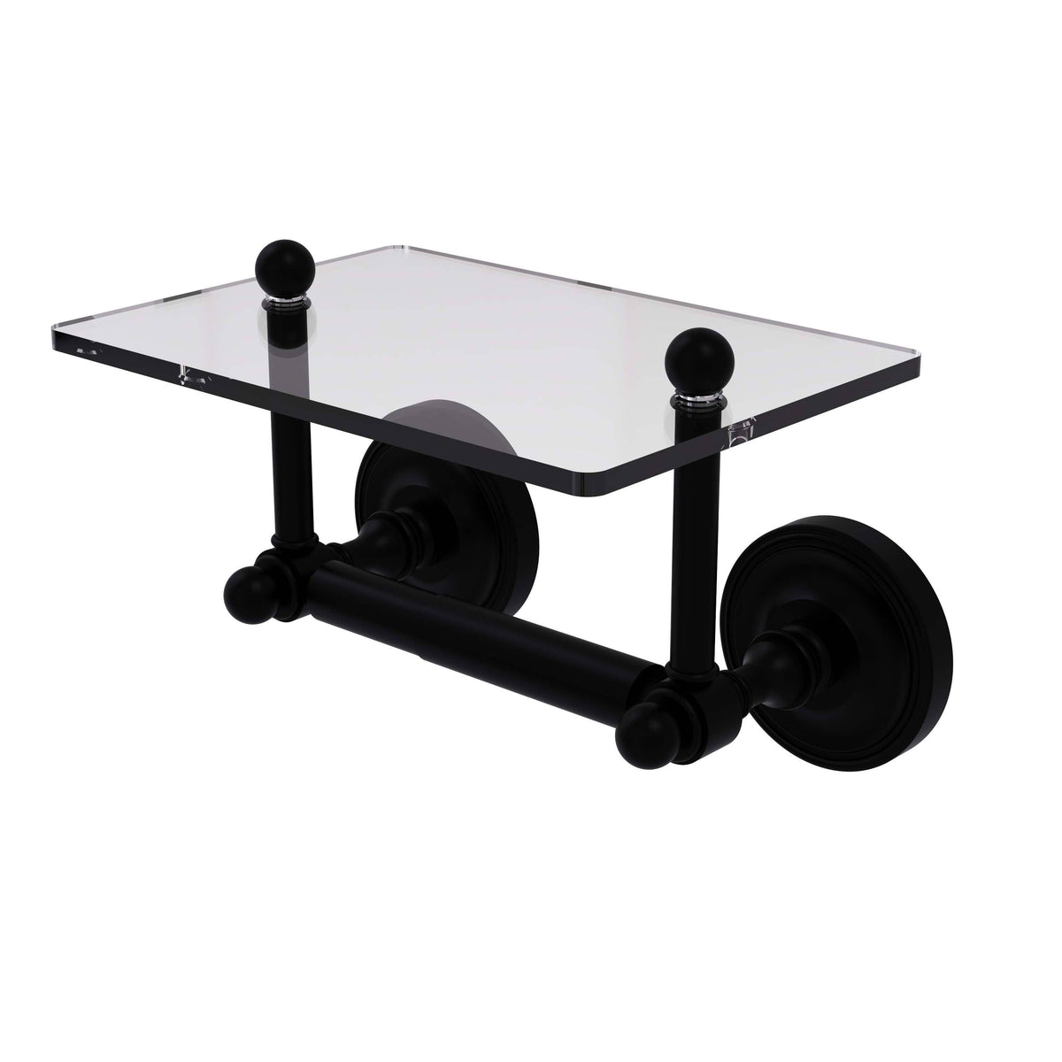 Matte Black Toilet Tissue Holder with Glass Shelf V985993