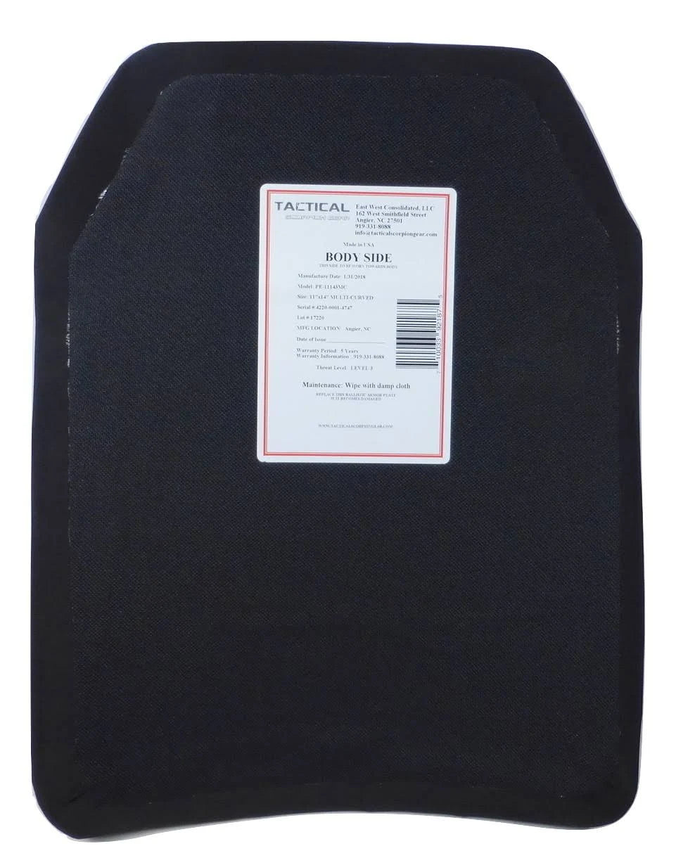 Level IV PE Alumina Polyethylene Flat Body Armor 11x14 Y933