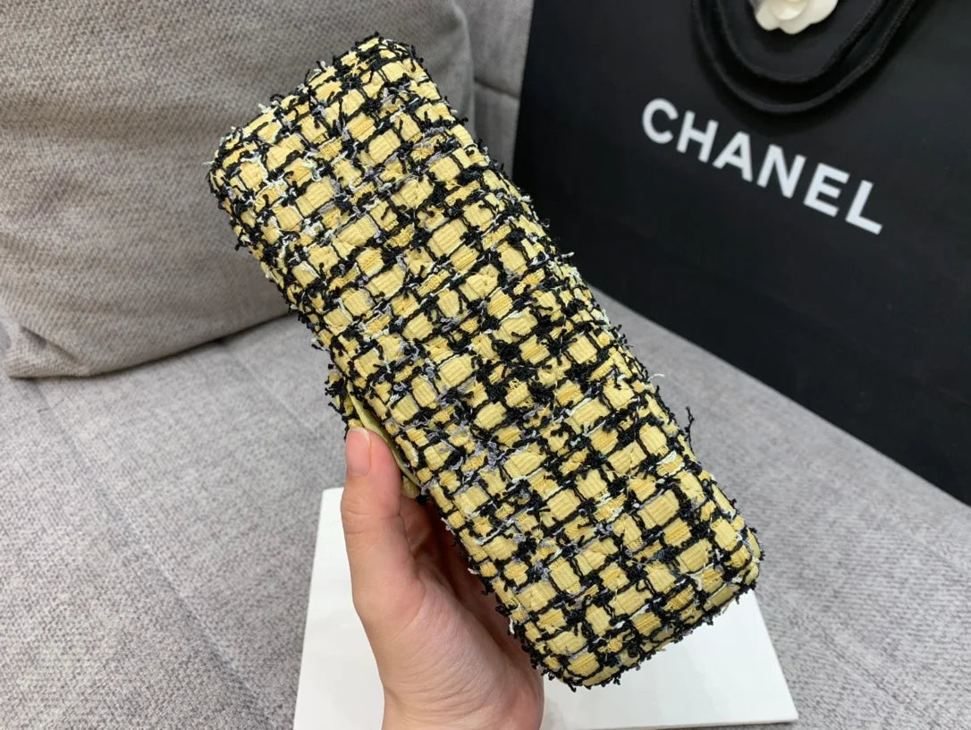 Yellow Tweed Mini Flap Bag Z445