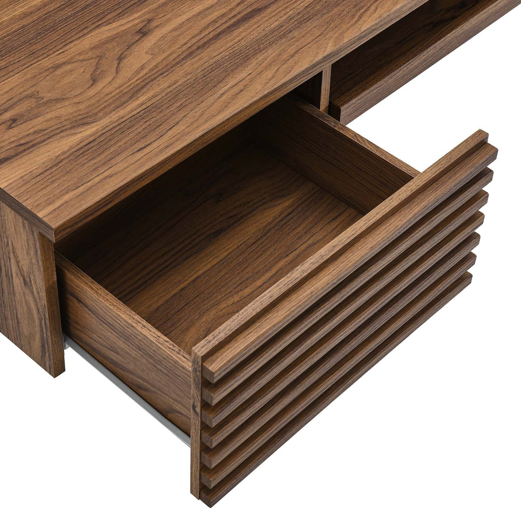 Wall Mount Wood Office Desk in Walnut M4468