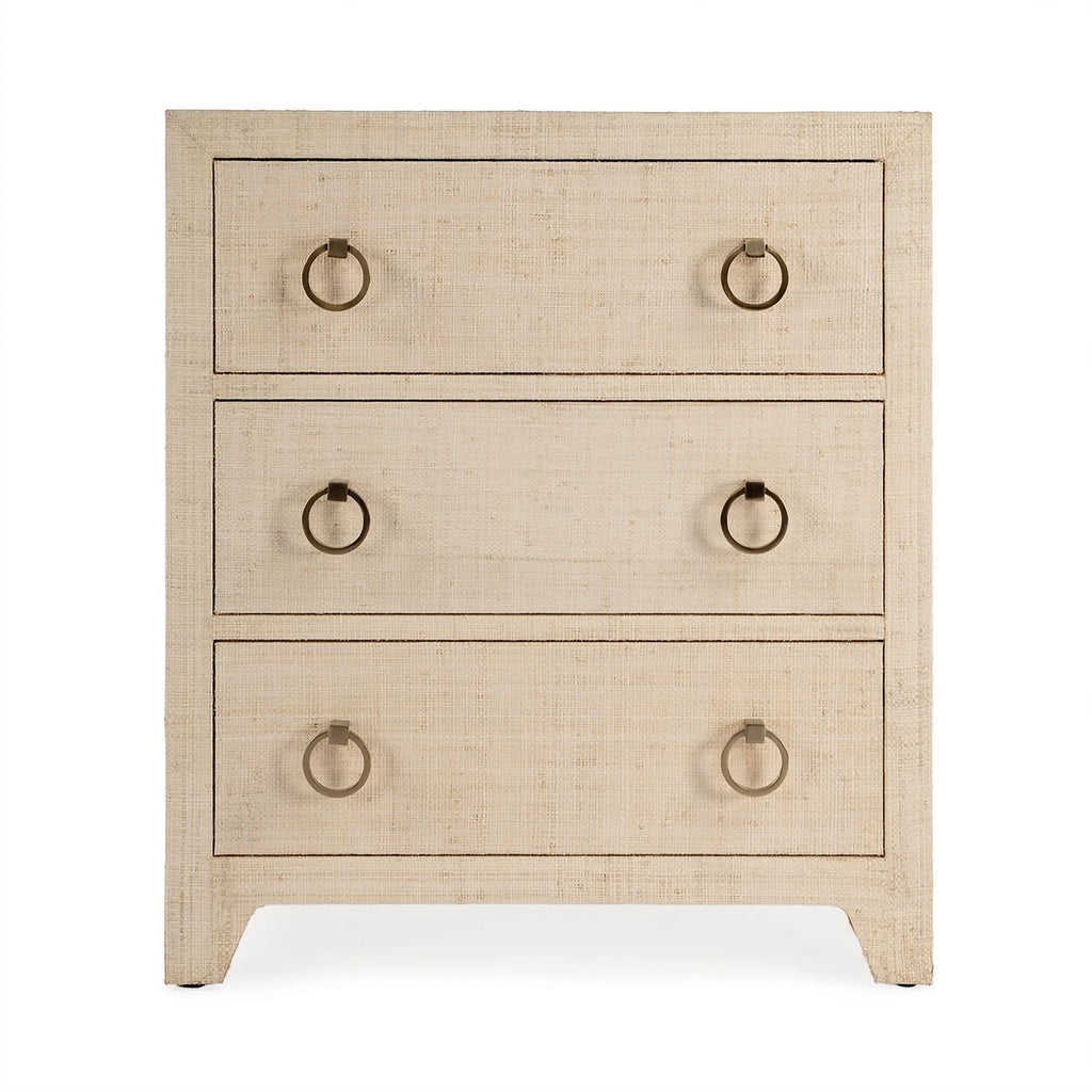Natural Raffia 3 Drawer Wooden Chest K393