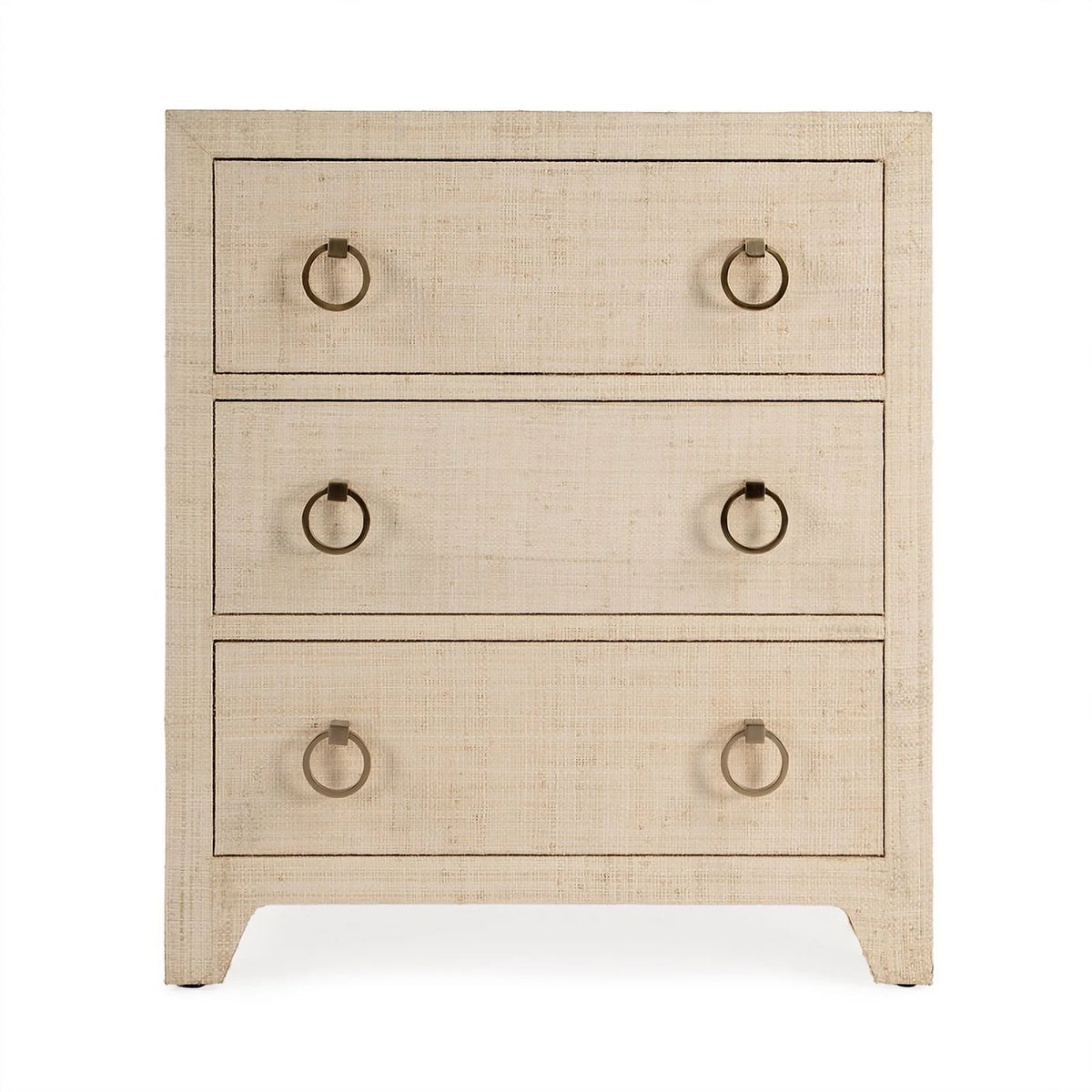 Natural Raffia 3 Drawer Wooden Chest K393