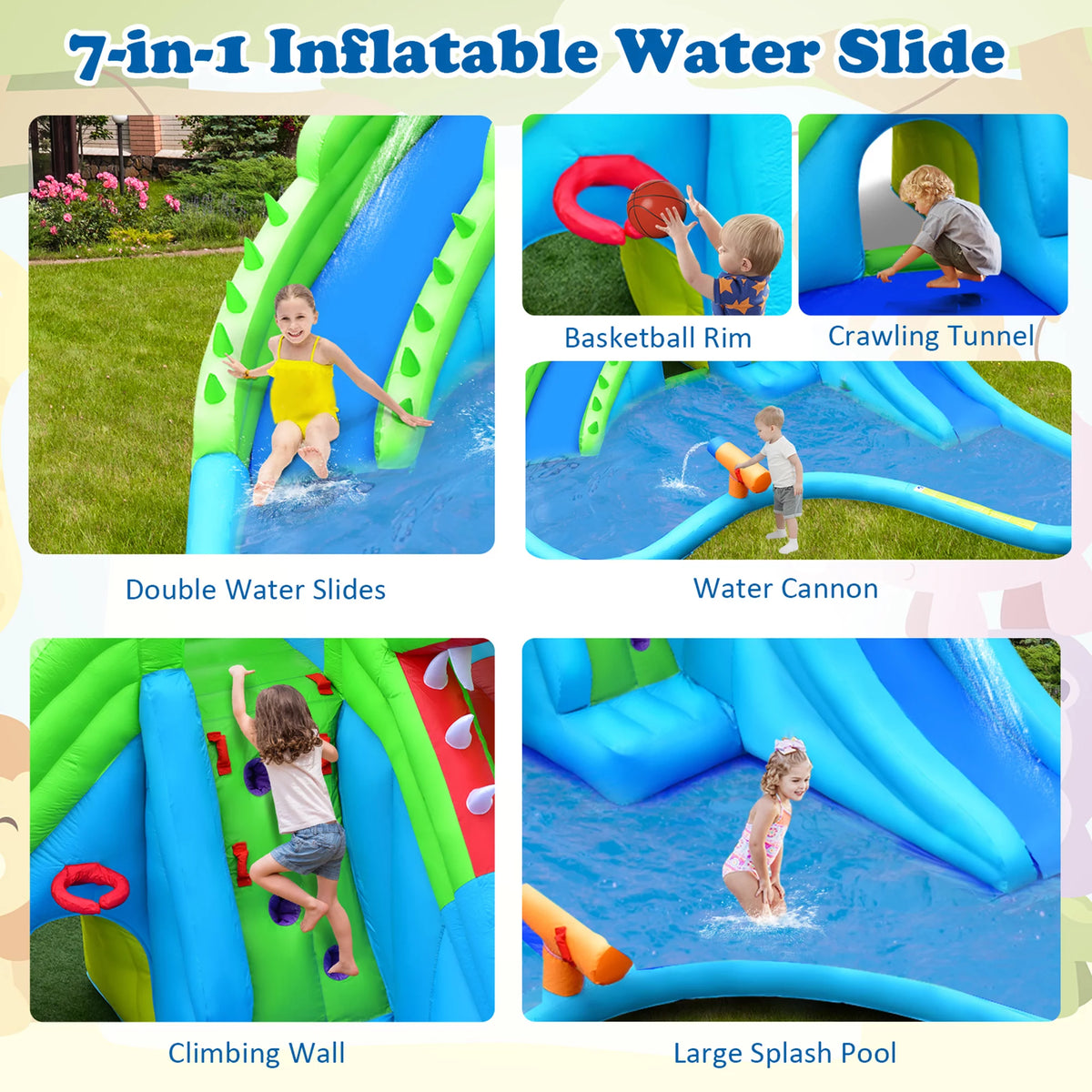Inflatable Water Slide Park with Dual Slides N84476