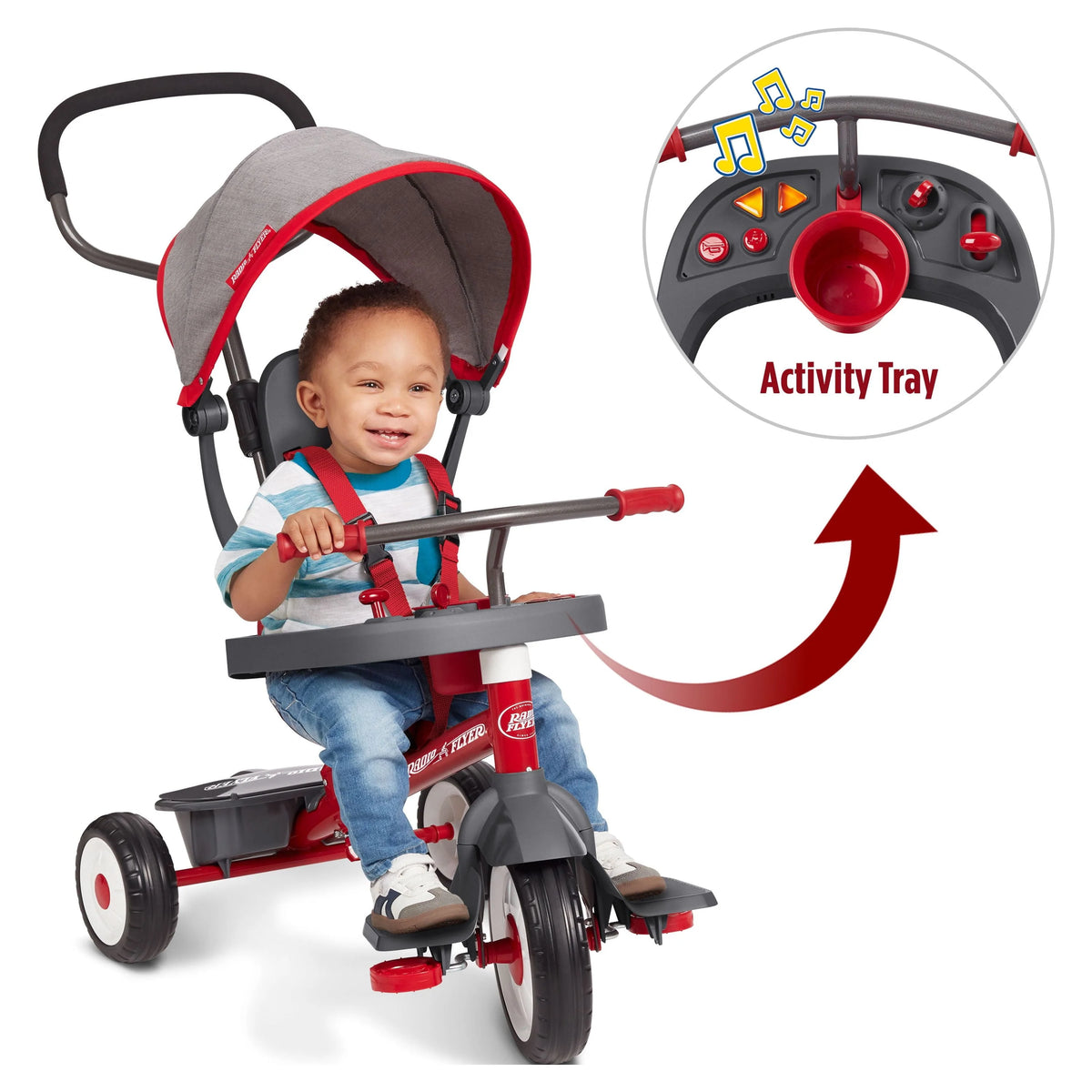 Red & Gray Convertible Tricycle I418727