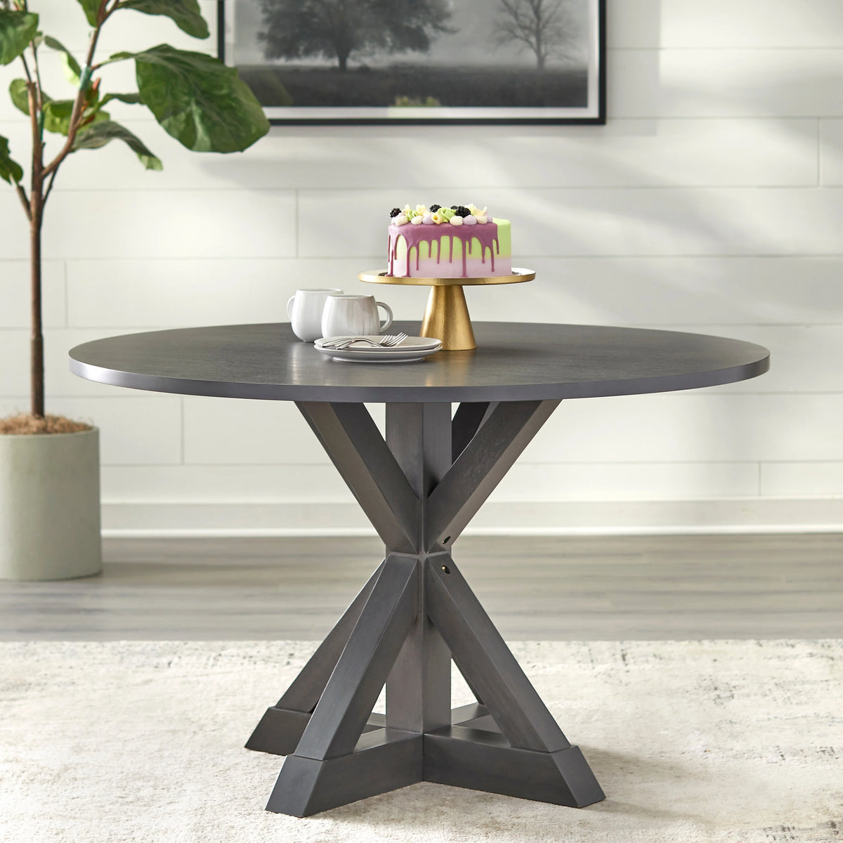 Dining Table Whitewash Grey Finish P2704