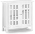White 32 inch Solid Wood Media Cabinet with 2 Glass Doors A879
