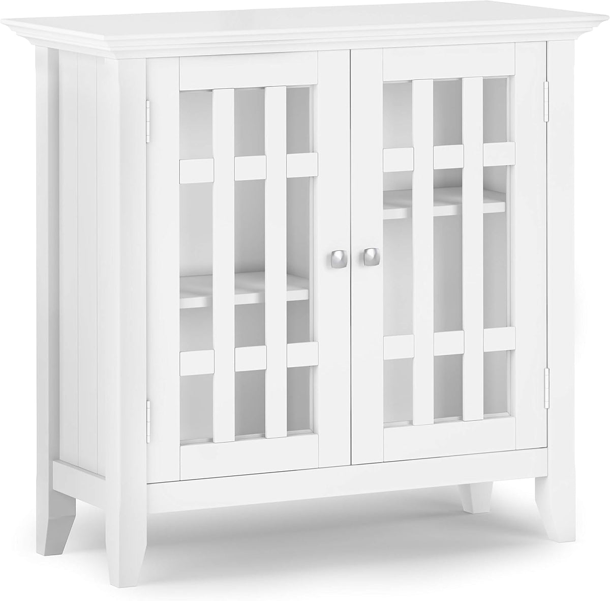 White 32 inch Solid Wood Media Cabinet with 2 Glass Doors A879
