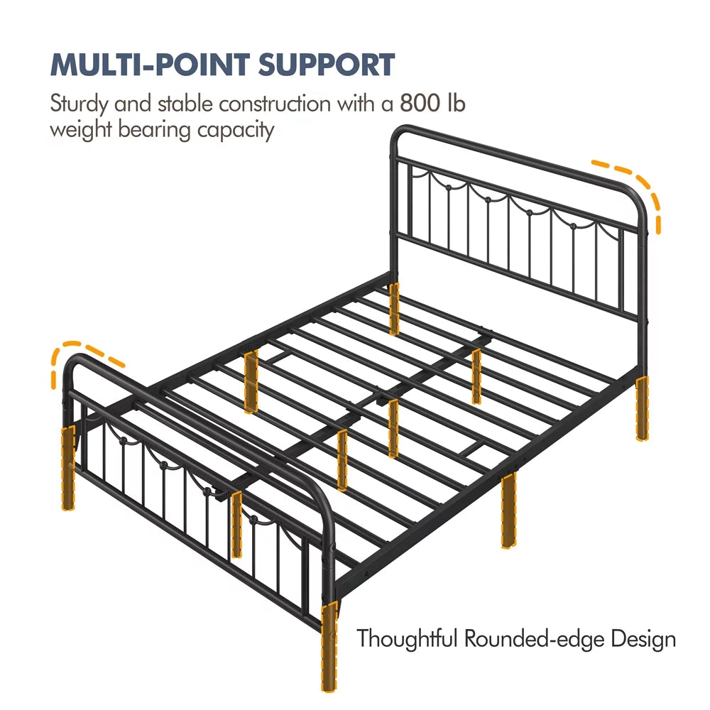 Metal Platform Twin Bed with Headboard and Footboard I34603
