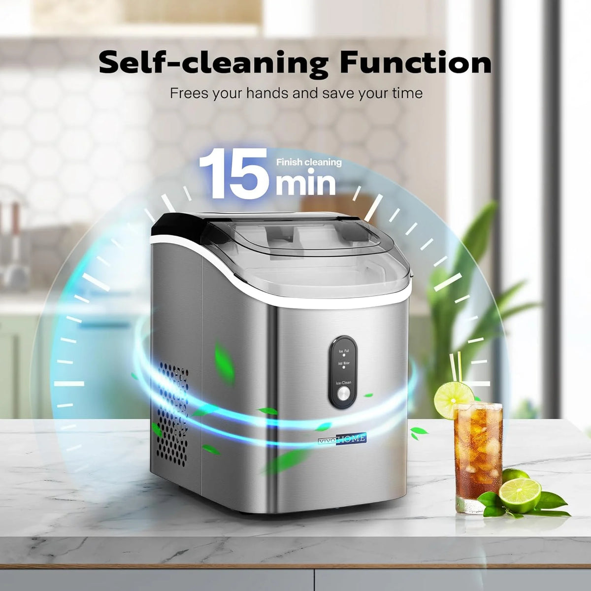 Countertop Nugget Ice Maker with Scoop and Self Cleaning T548994