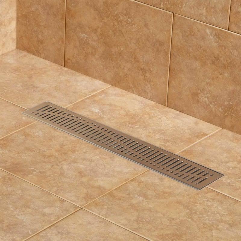 18x22 Linear Shower Drain with Flange Brushed Stainless Steel U694