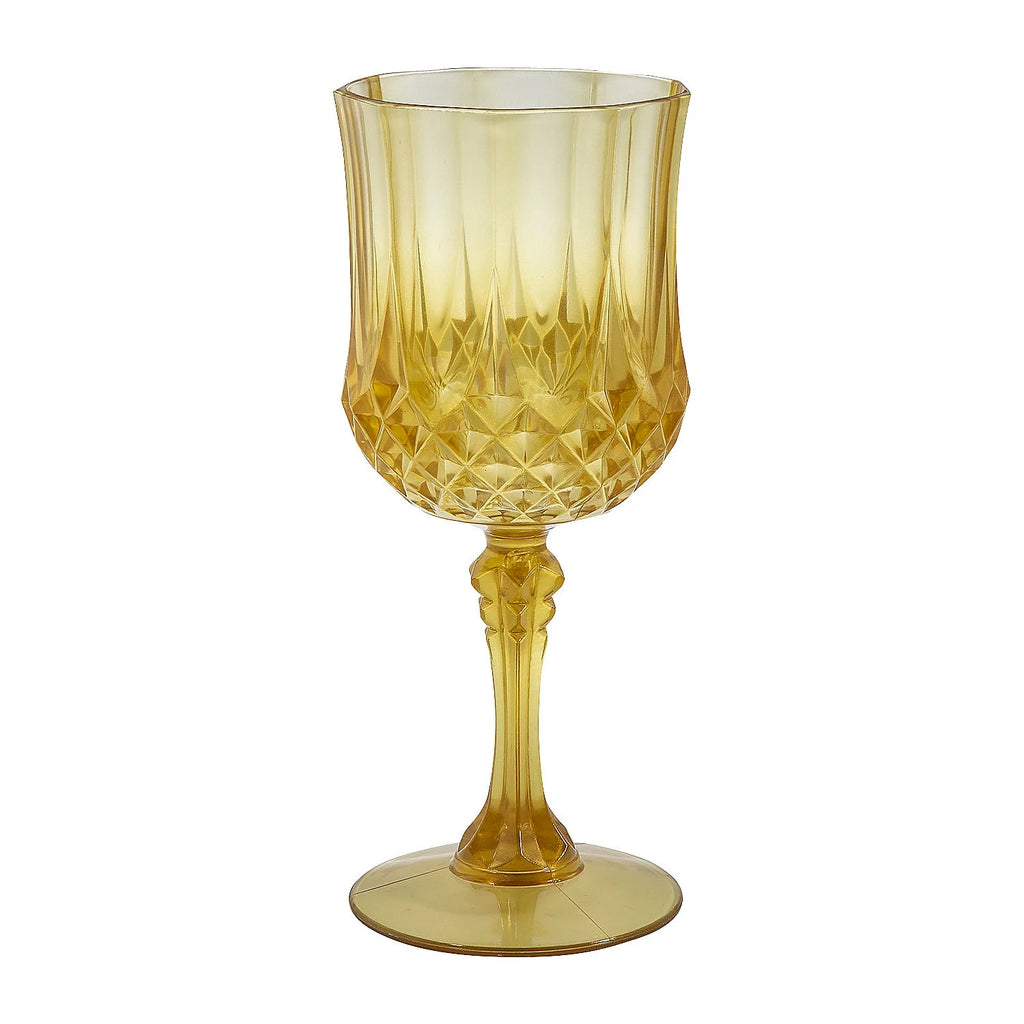Gold Patterned Plastic Wine Glasses 12 Count S241952