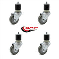 3.5 inch Gray Polyurethane Swivel Stem Caster Set N78855