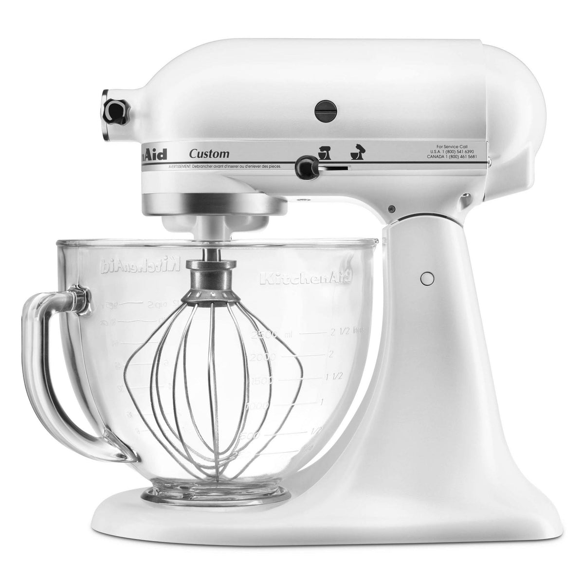 5-Quart Stand Mixer Glass Bowl Matte White S618