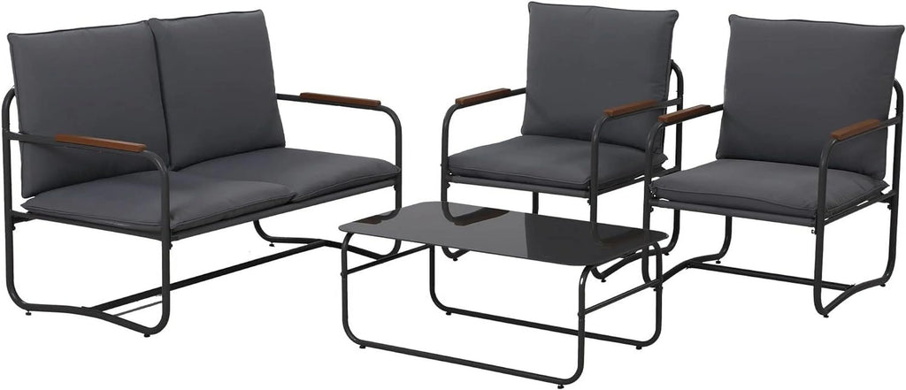 4 Pcs Aluminum Outdoor Sofa Conversation Set with Coffee Table G74865
