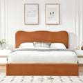 Queen Size Upholstered Boucle Storage Bed with Curved Headboard X763130