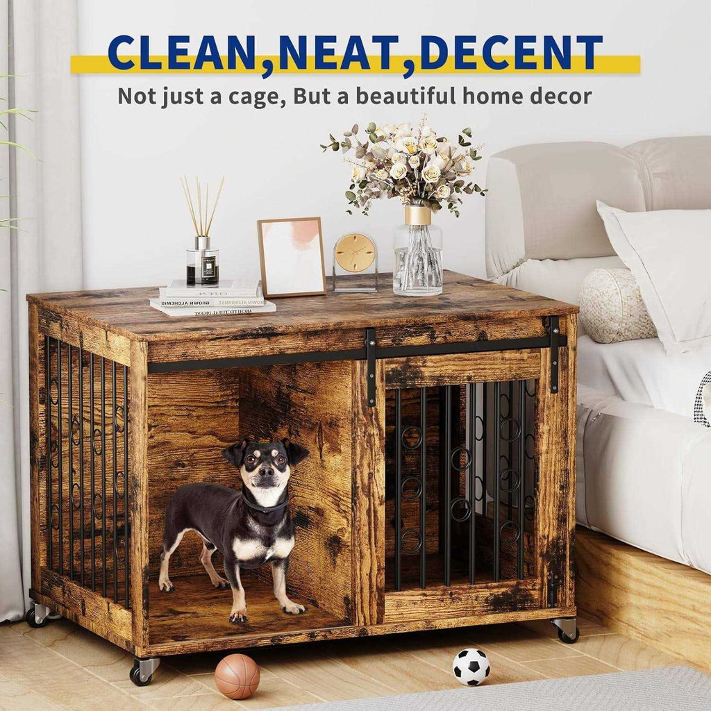 39” Movable Dog Crate with Wheels E863421