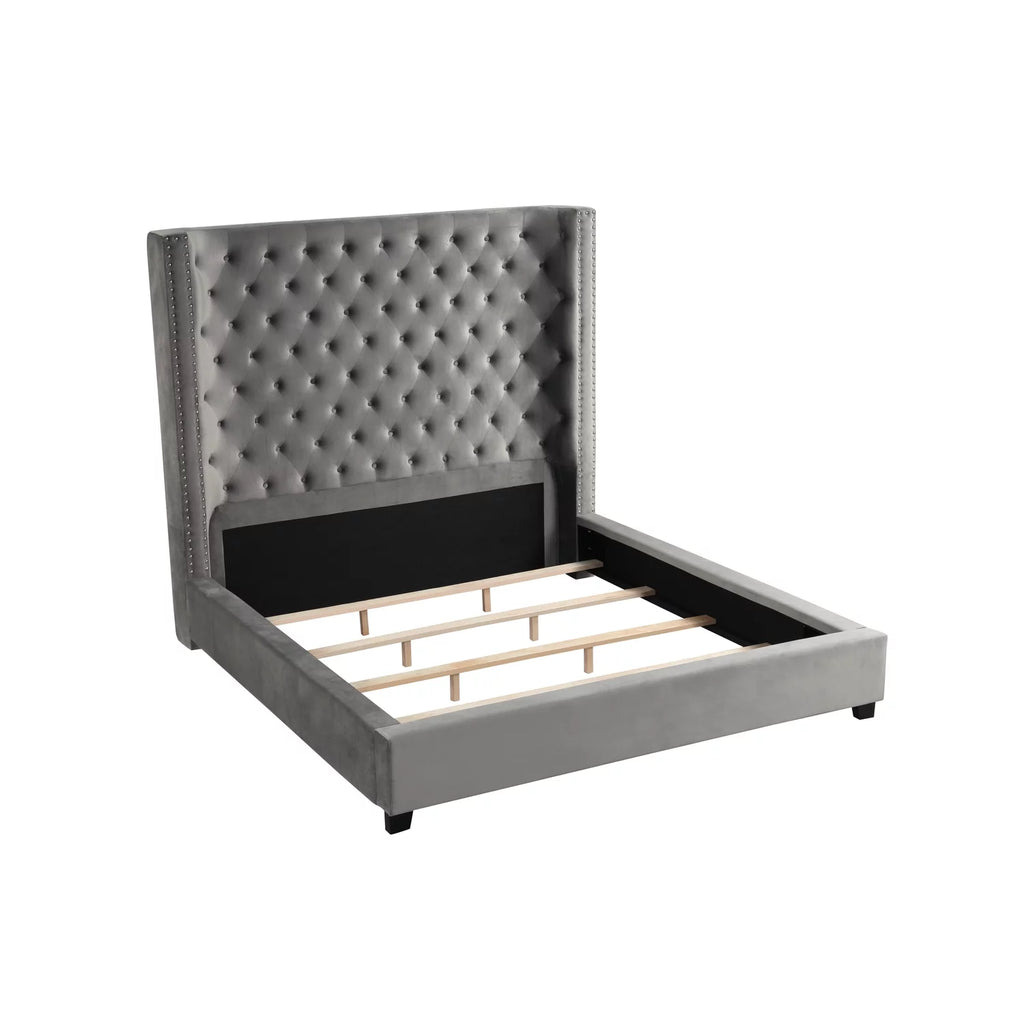Velvet Upholstered Queen Platform Bed S35594