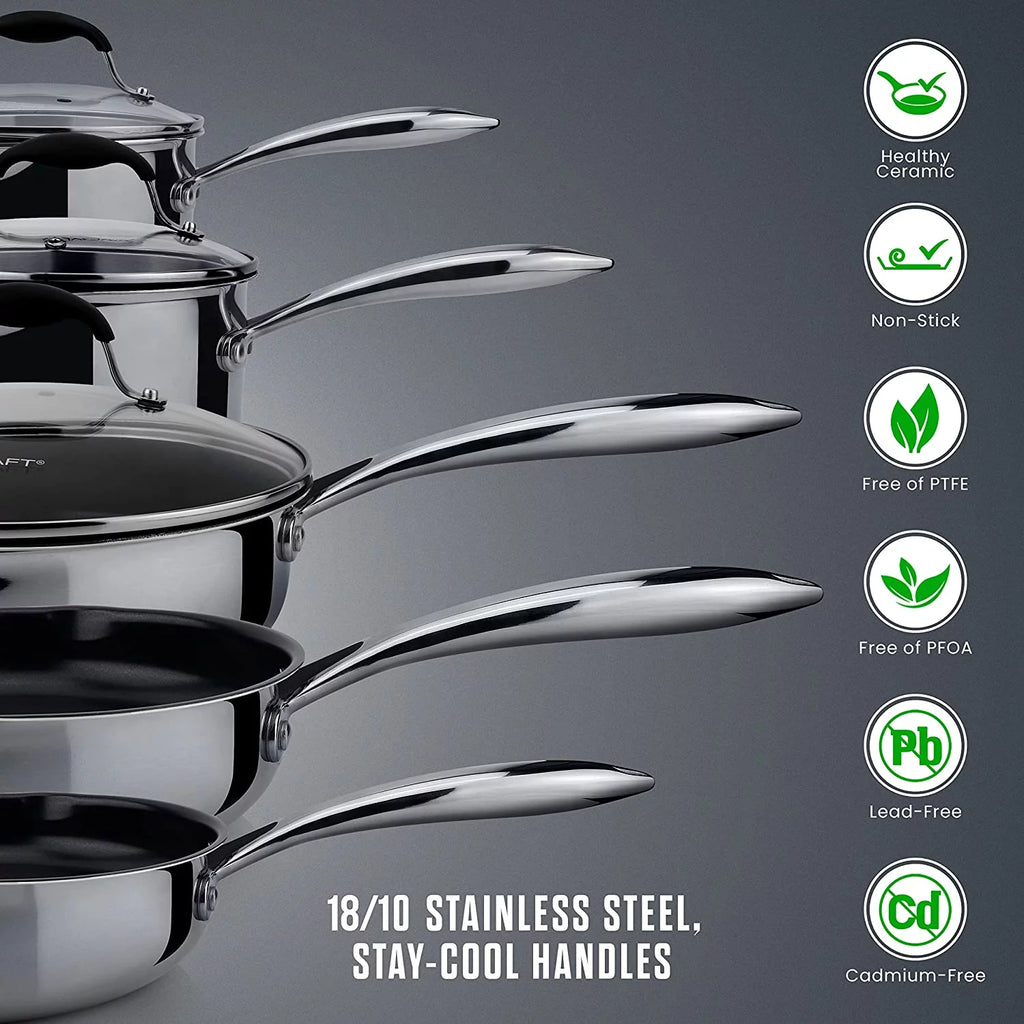 Ceramic Non Stick 10-Piece Cookware Set M28652