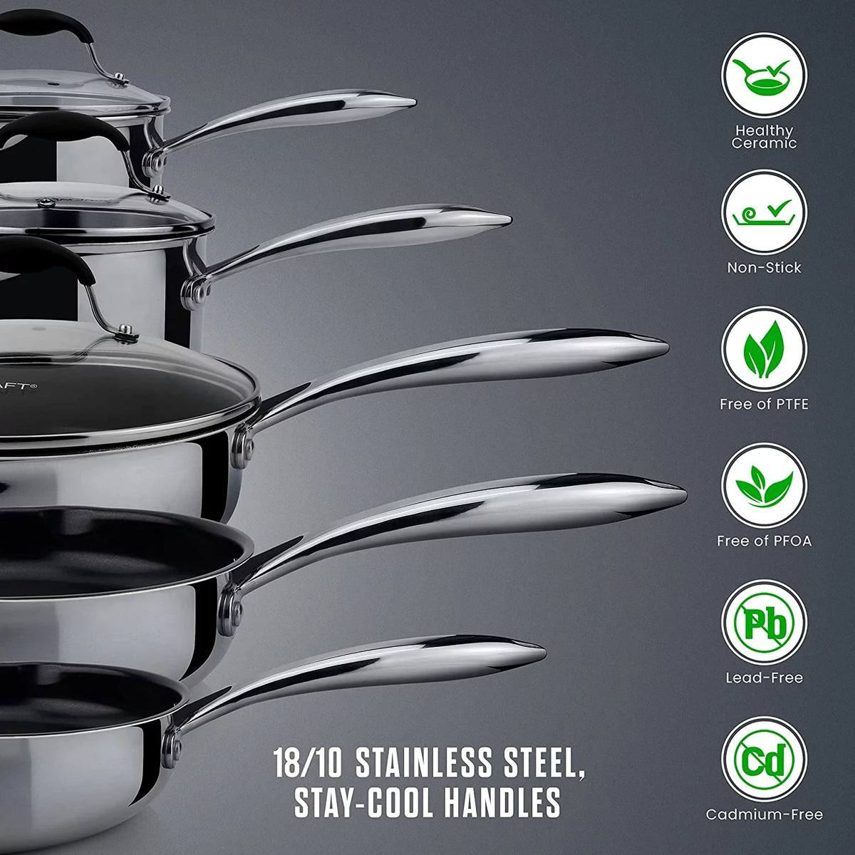 Ceramic Non Stick 10-Piece Cookware Set M28652