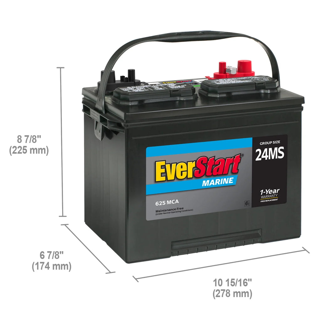 Lead Acid Marine Starting Battery Group Size 24MS 12 Volt 625 MCA R5171