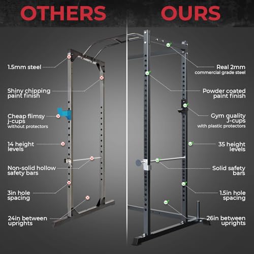 Power Rack with Safety Bars and J-Hooks P414