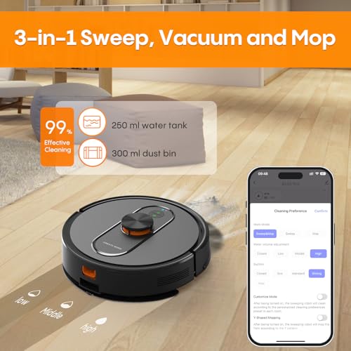 Robot Vacuum and Mop with Self-Emptying, 5000Pa, LiDAR Navigation V26362