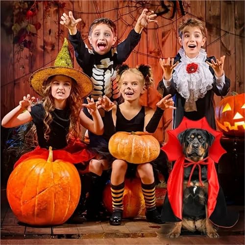 Pet Vampire Cape Cloak 6-Piece Adjustable Red Black G36268