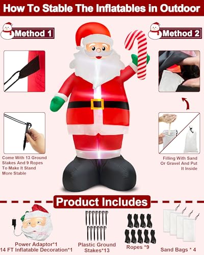 14 FT Inflatable Santa Claus with Built-in LED Lights Y61348