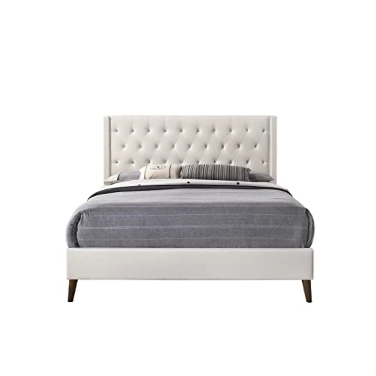 White Faux Leather Upholstered Queen Bed J5623