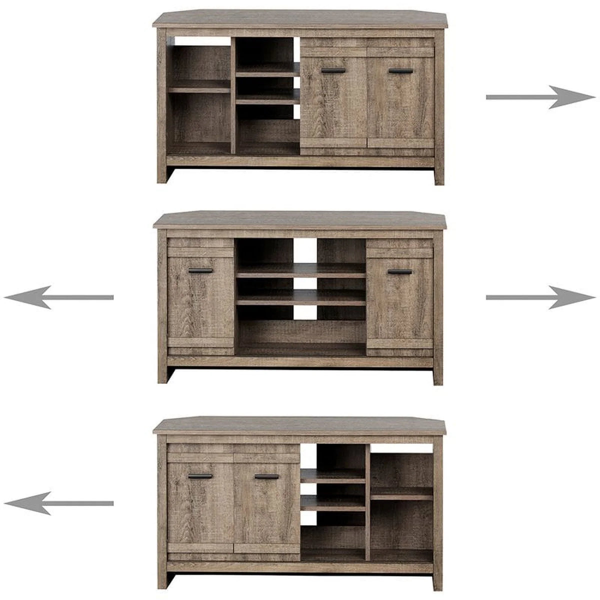 Weathered Oak Wood Corner TV Stand T96311