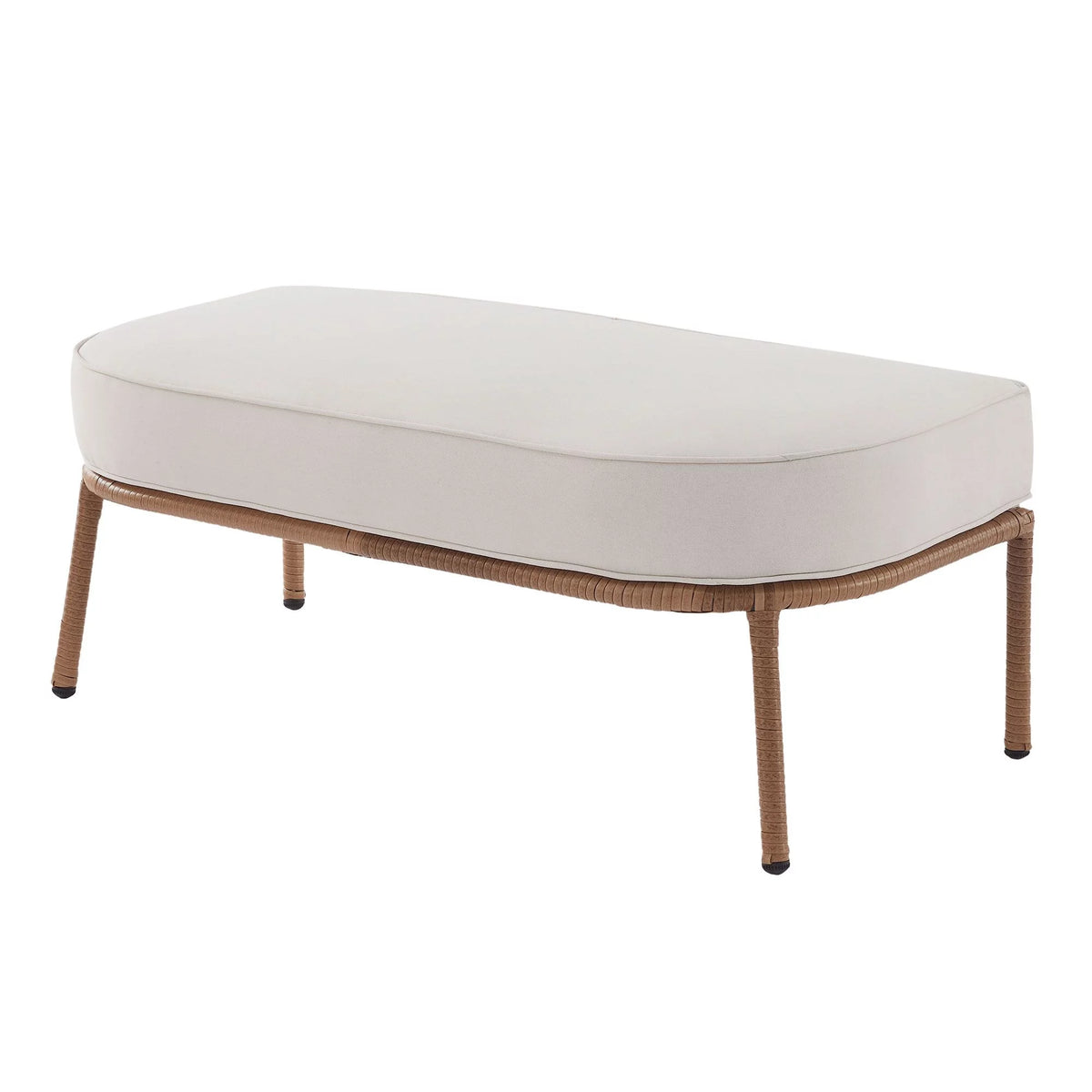 Beige Wicker Outdoor Loveseat and Ottoman Set U736