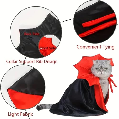 Pet Vampire Cape Cloak 6-Piece Adjustable Red Black G36268