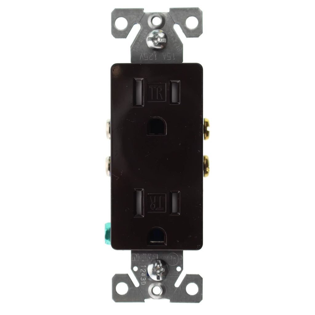 Duplex Decorator Receptacle Outlet, 15-Amp, 120-Volt, Brown, 16-Pack K5951