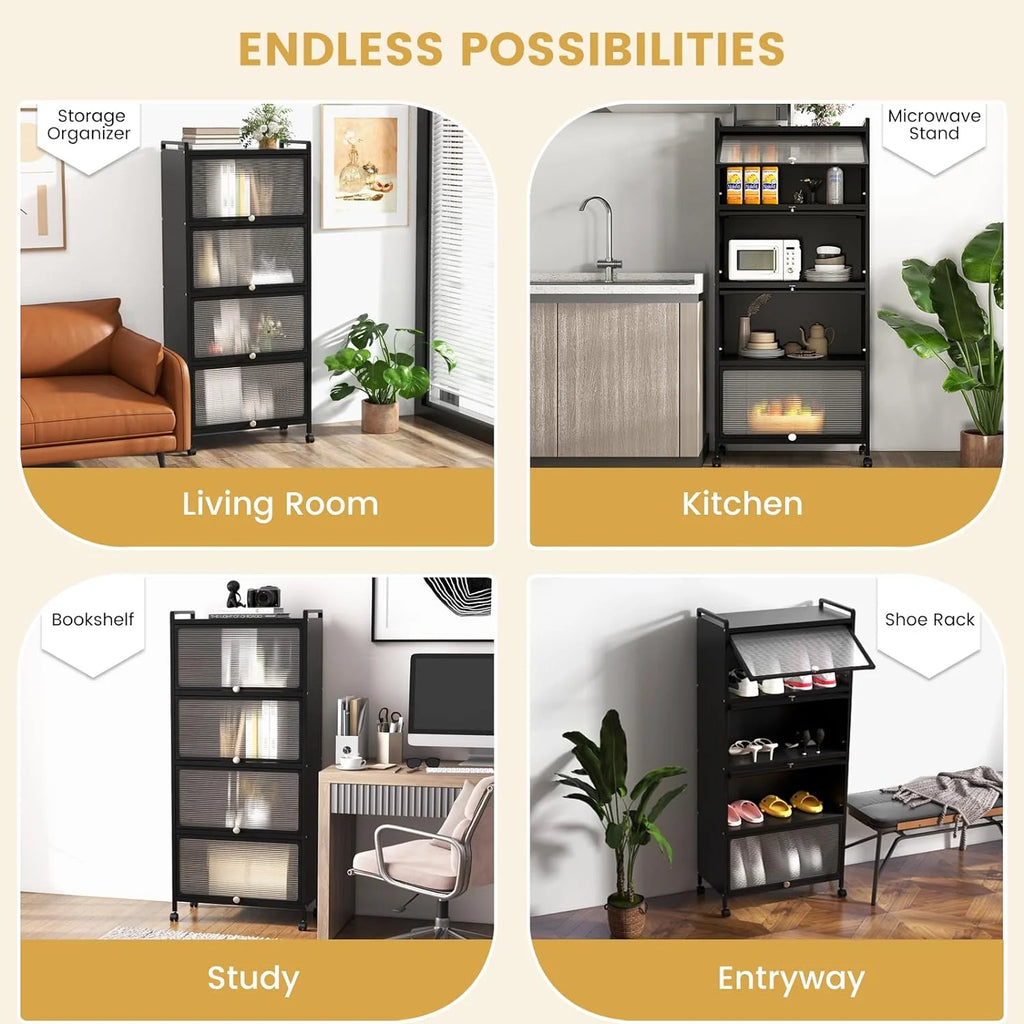 5-Tier Freestanding Kitchen Cabinet with 4 Rolling Casters R779175
