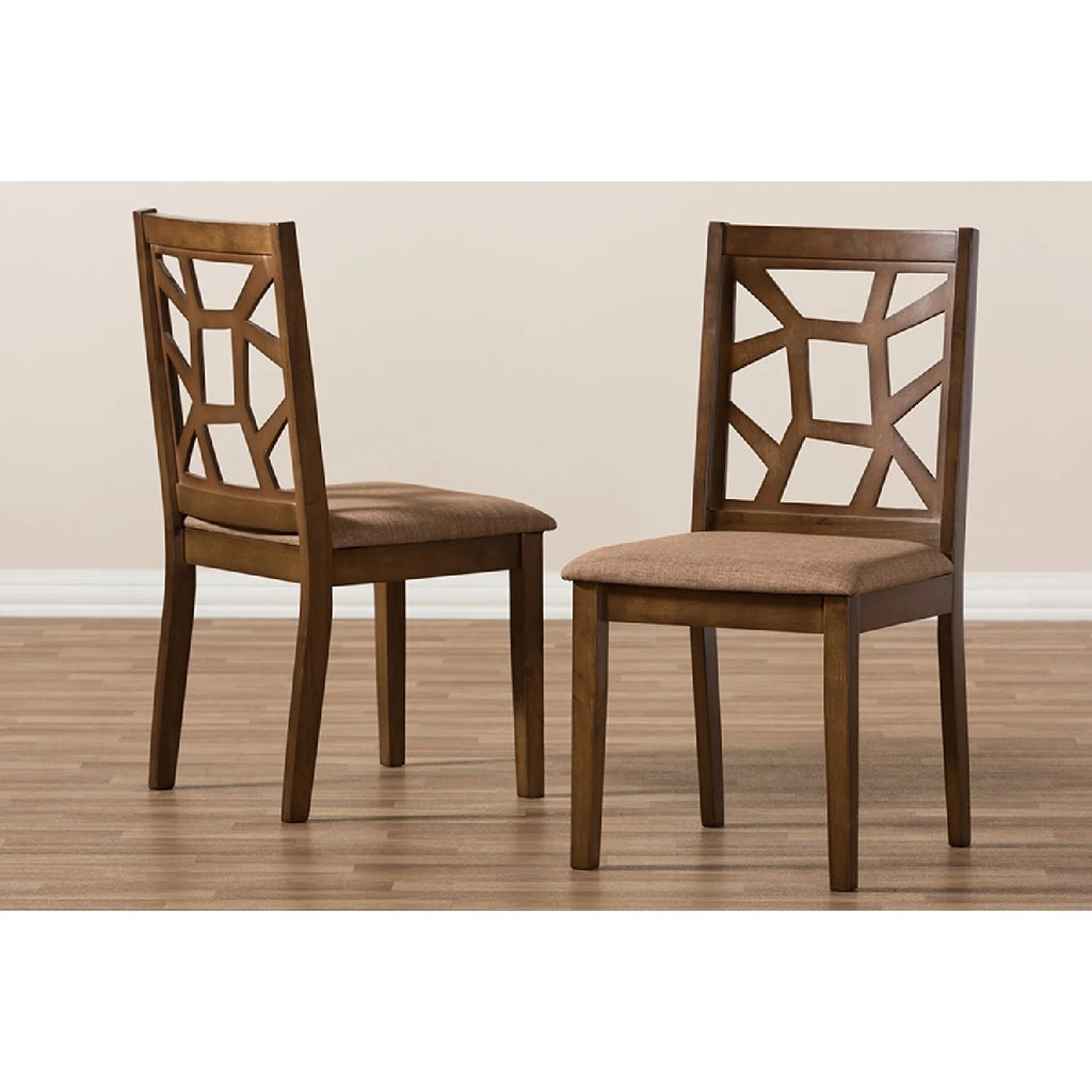 Light Brown Fabric Upholstered Dining Chair Set of 2 F528