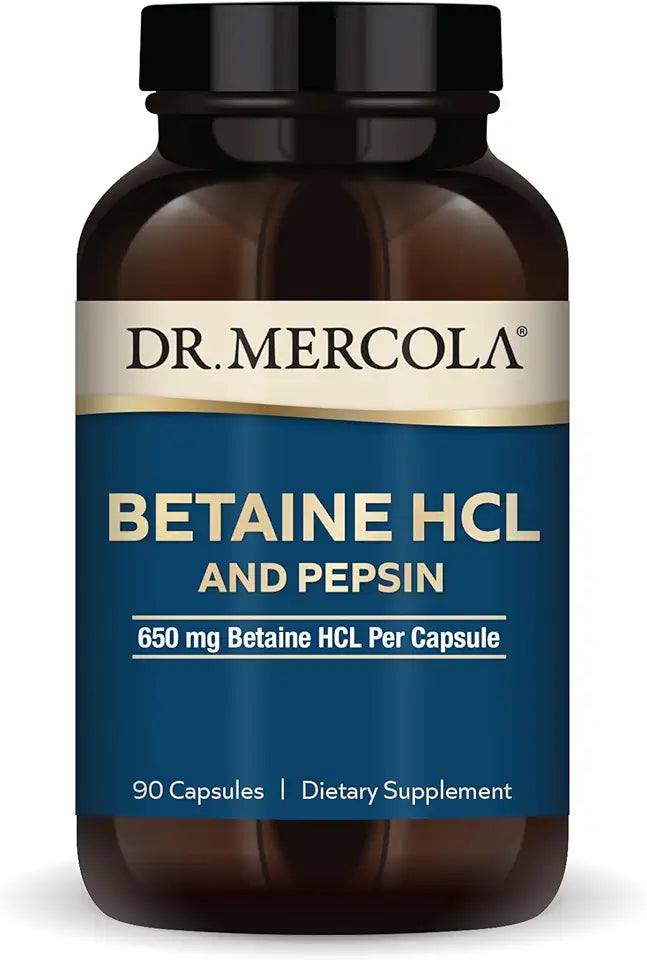 Betaine HCL and Pepsin 90 Capsules Dietary Supplement 650mg T5723