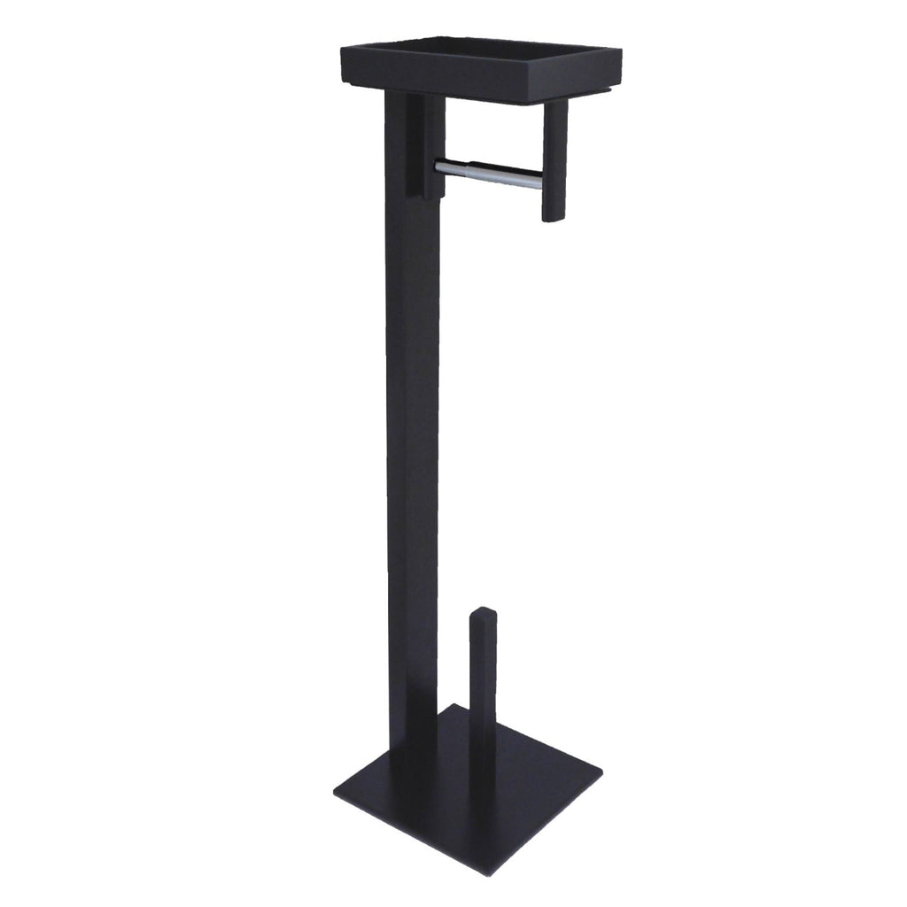 Freestanding Toilet Paper Holder with Storage Shelf Matte Black J937958