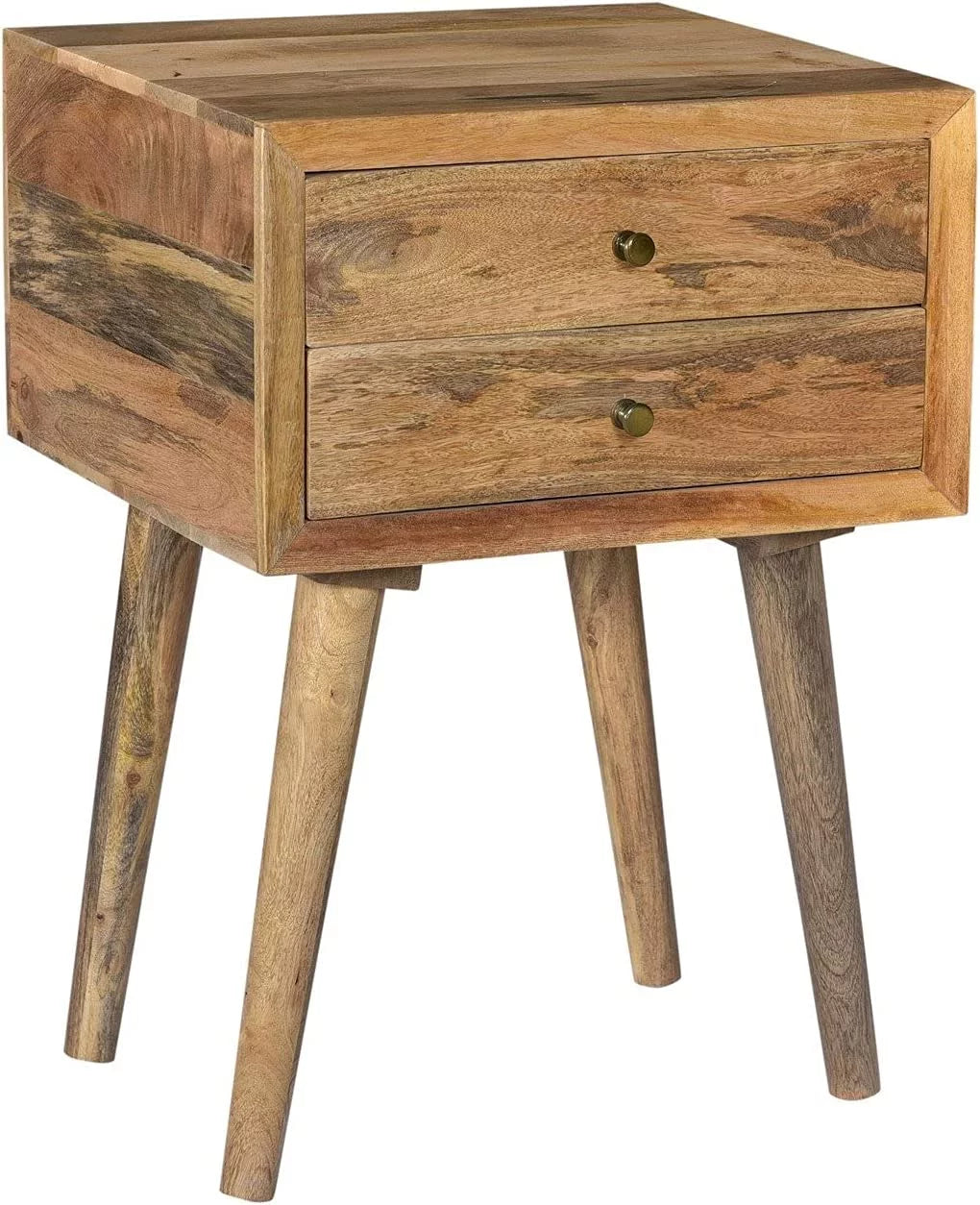 Natural Mango Wood 2 Drawer Accent Table O914