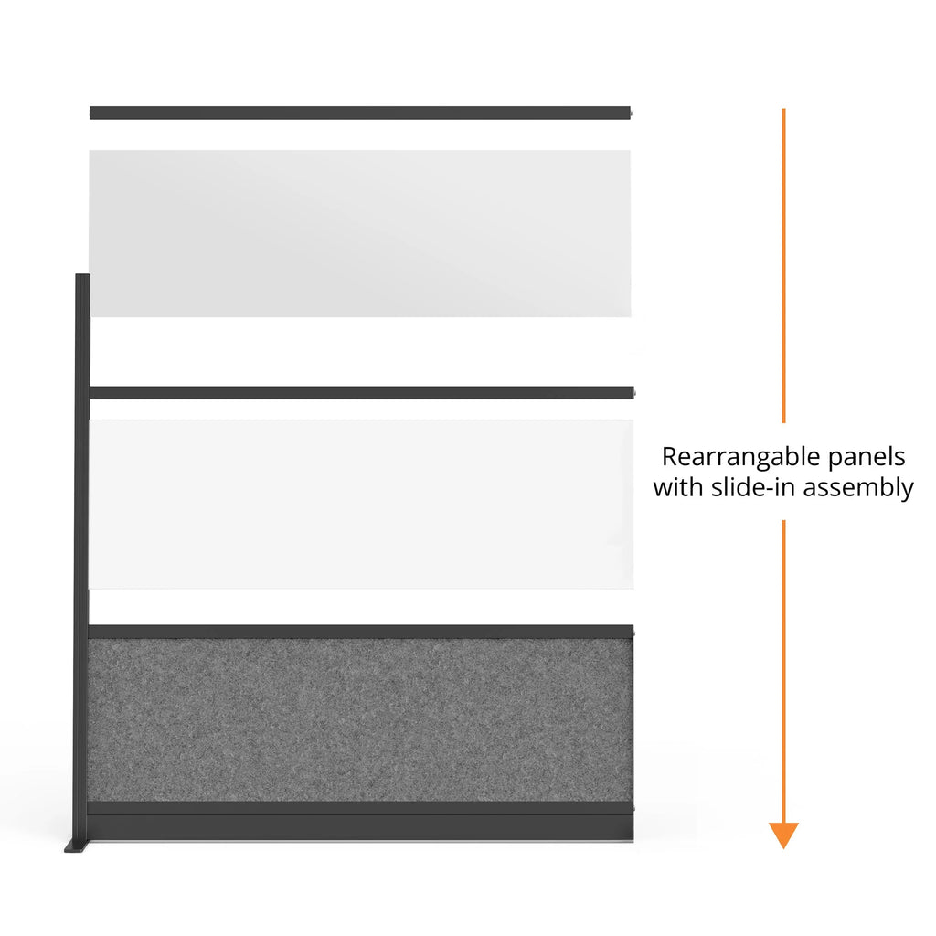 Modular Wall 53in x 70in Add-On with Whiteboard, Frosted Acrylic & Sound Absorbent Panels F68753