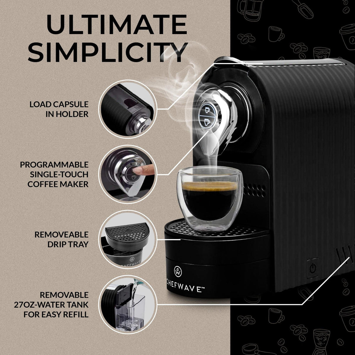 Espresso Machine for Nespresso Capsules V1324