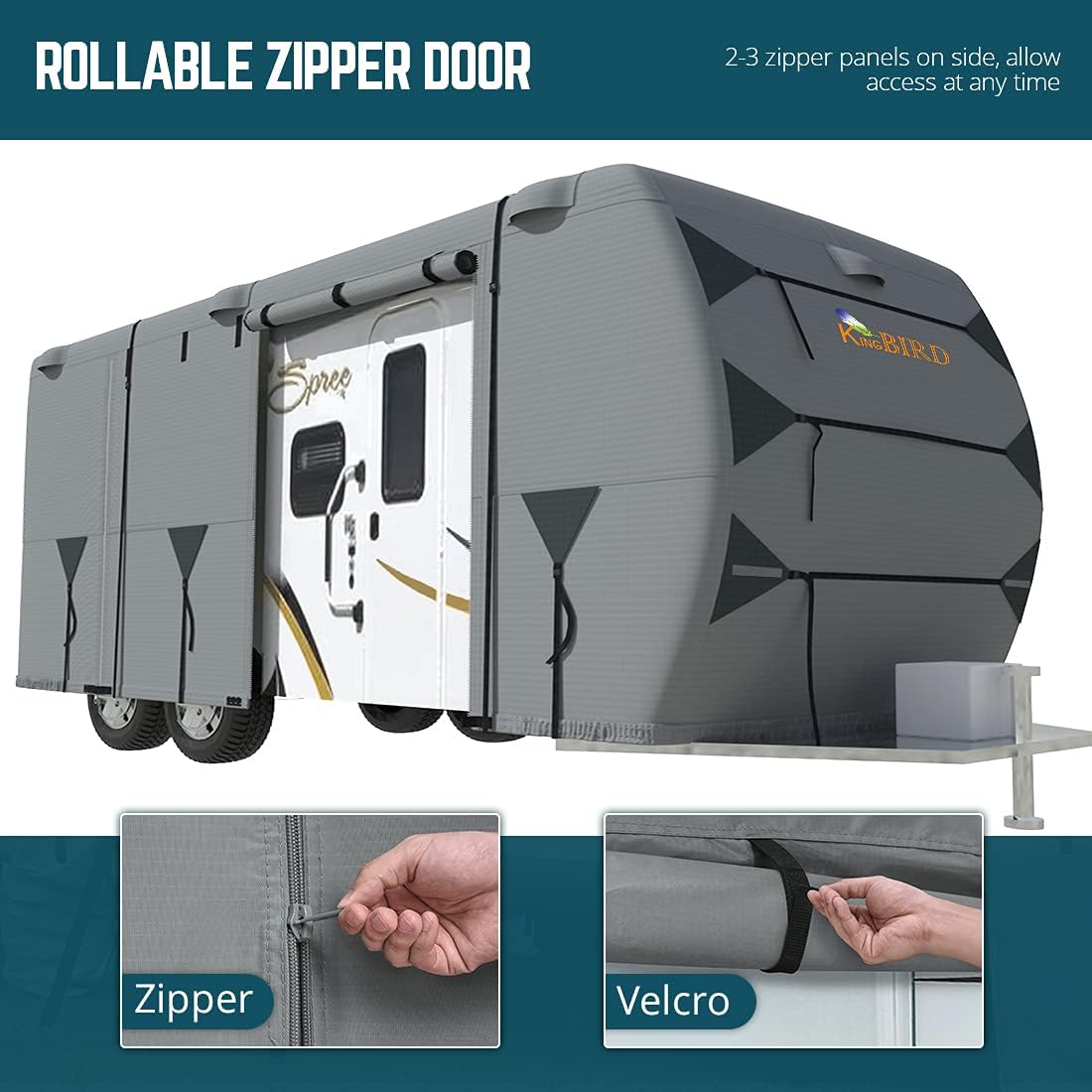 210D Oxford Rip-Stop RV Cover with Straps & Tire Covers K319
