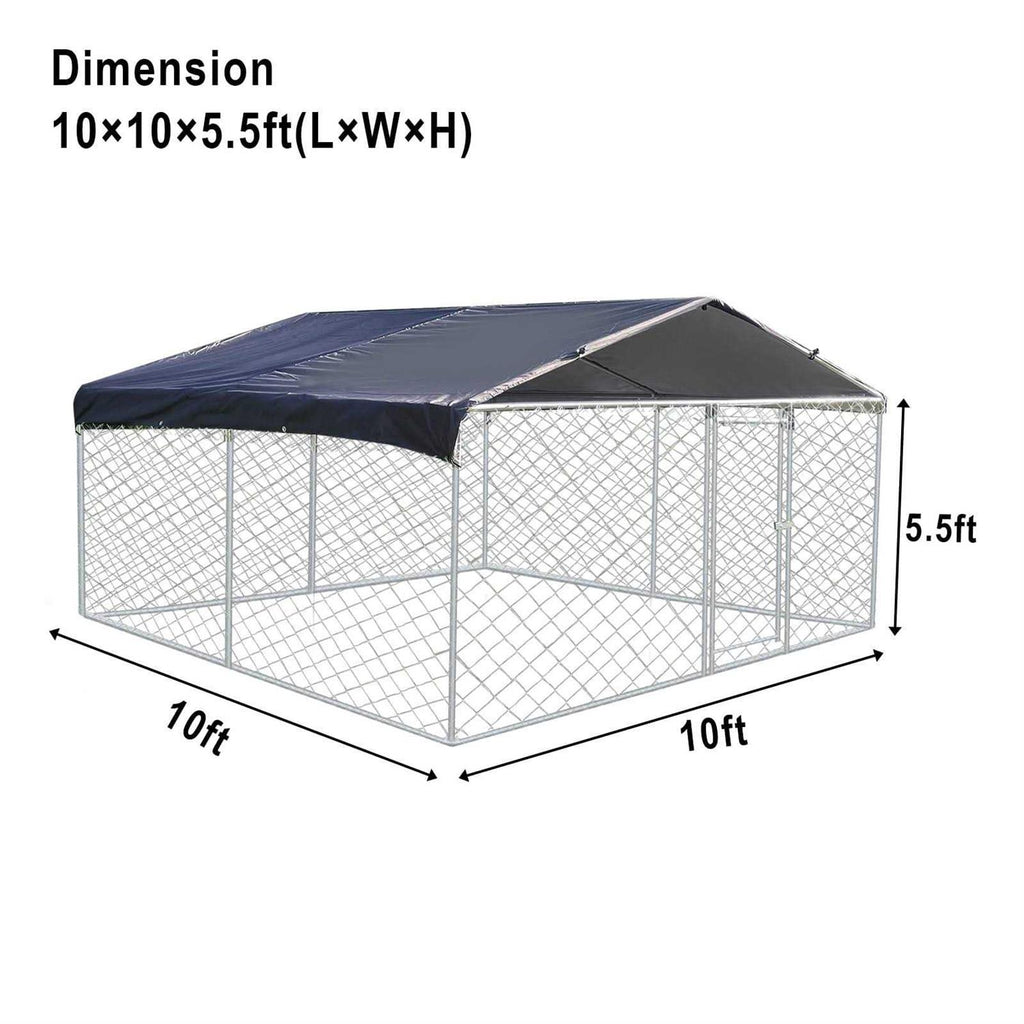 10ft x 10ft Metal Dog Kennel with Roof V6631